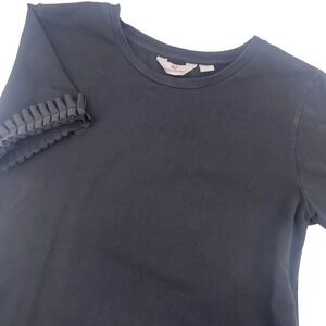 Vineyard Vines Black Shirt Short Sleeve Ruffle Detail‎ Womens Medium